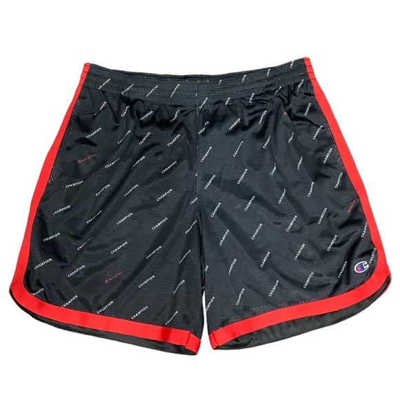 Mens Champion XL 40 - 42 Shorts Logo Black Red Basketball Jersey Mesh Drawstring - Picture 3 of 10